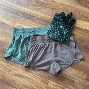 All in Motion Women's Running Shorts Bundle L Seafoam Green and Taupe